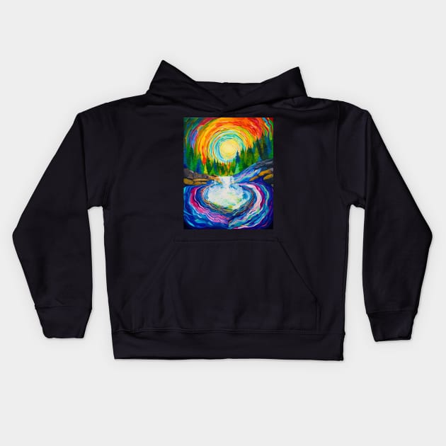 Cascade of Serenity: Capturing the Essence of Waterfall Beauty Kids Hoodie by Rolling Reality